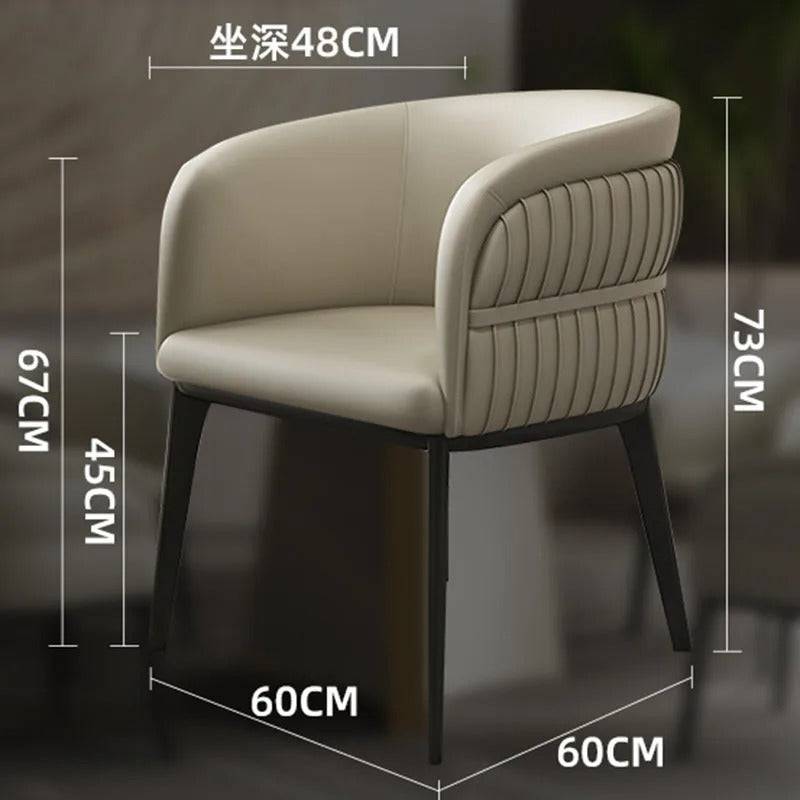 a white chair with a black frame and measurements