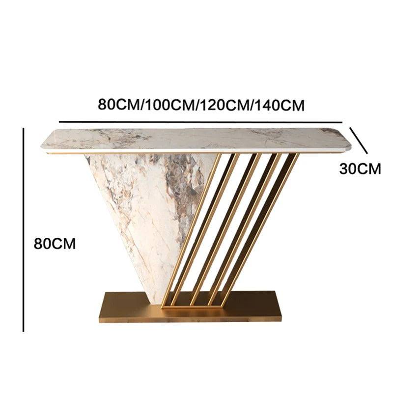 Tribe Italian V-Shape Modern Marble Console Table