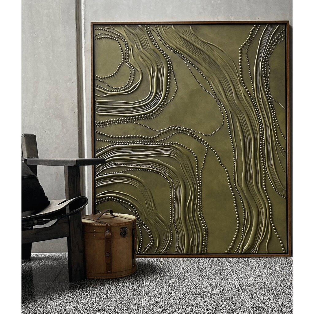 Intricate Flowing Lines with Beaded Accents for Bedroom, Living Room, and Office Space Texture Art