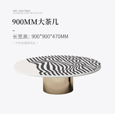 Oval Shape Zibra Stripes Luxury Marble Center Table