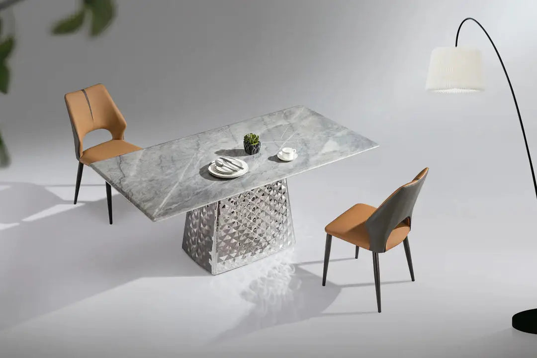 Tri-array Contemporary Luxury marble Dining Table 6 seater