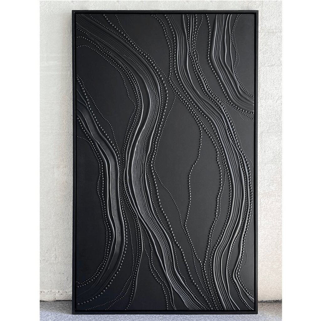 Topographic Flowing Lines with Organic Texture & Beads for Bedroom, Living Room, Office