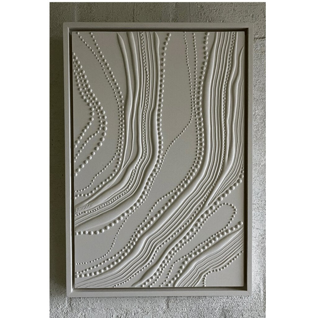 Topographic Texture Art with Flowing Lines and Beaded Accents for Bedroom, Living Room, Office