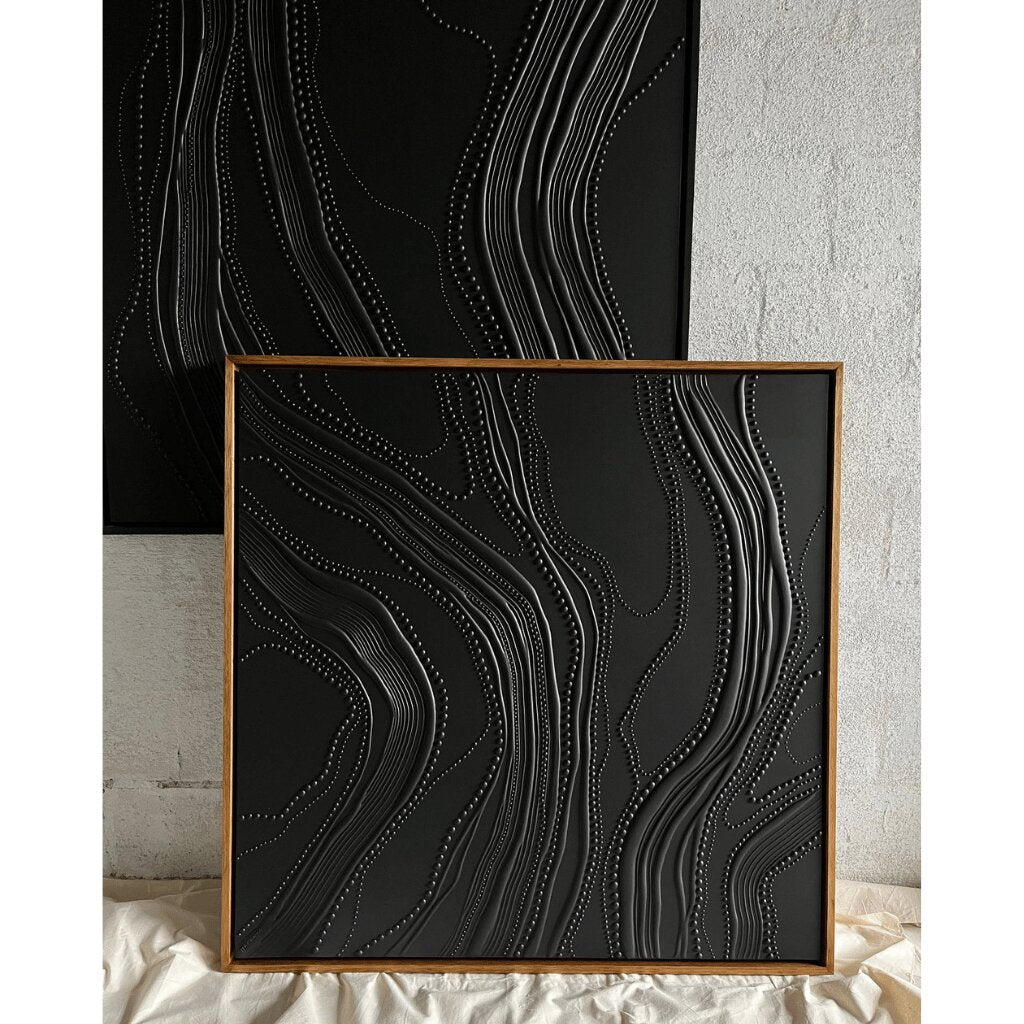 Structured & Organic Flowing Lines with Beaded Details – Wall Art for Bedroom, Living Room, Office