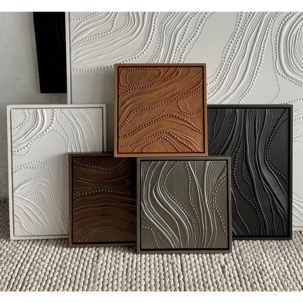 Organic, Structured Texture Art with Beaded Accents for Bedroom, Living Room, Office