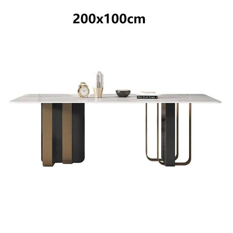 Dutch Black brass gold modern luxurious marble dining table 6 seater