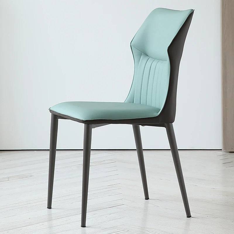 a blue chair sitting on top of a hard wood floor