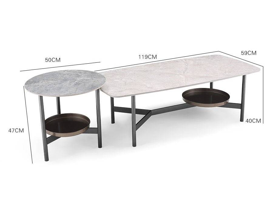 a table with two tables on each side