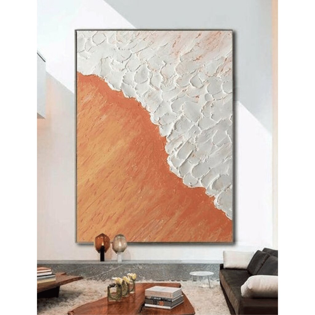 3D Beige & White Wall Painting for Bedroom Walls