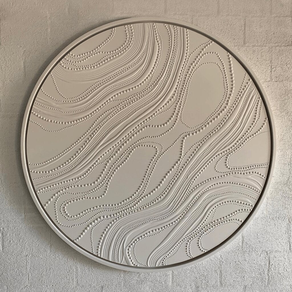 Topographic Patterns with Beaded Details – Organic & Structured Wall Art for Bedroom, Living Room, Office
