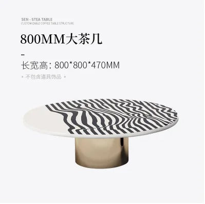 Oval Shape Zibra Stripes Luxury Marble Center Table