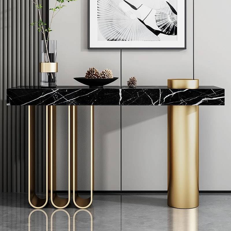 Jazz Italian Black & Gold Modern Marble Console Table