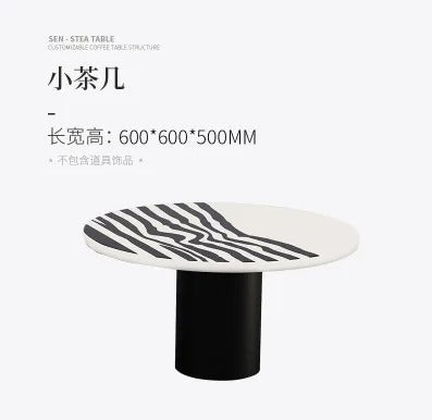 Oval Shape Zibra Stripes Luxury Marble Center Table