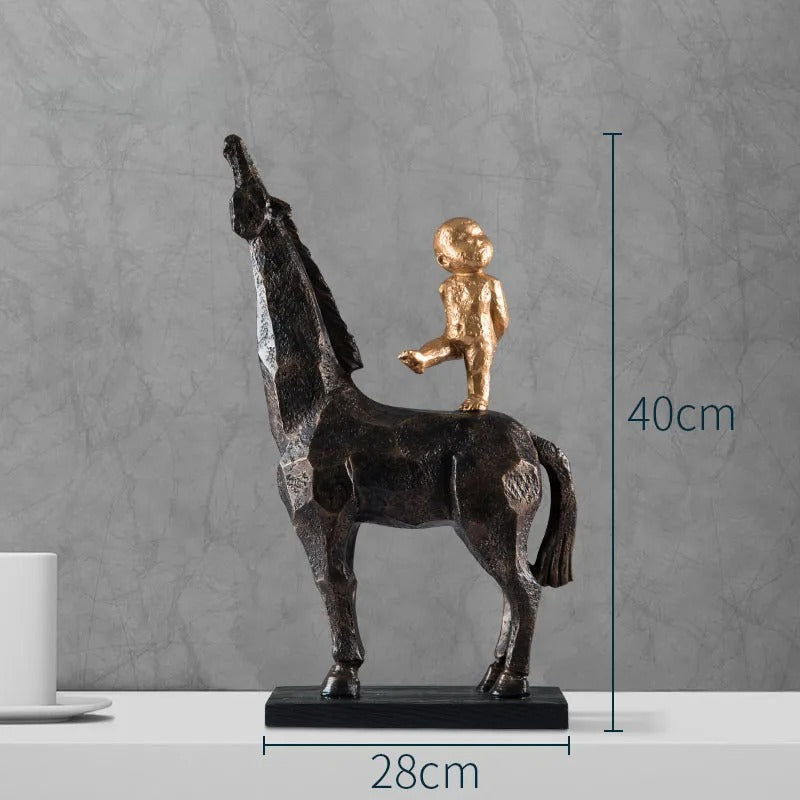 Boy Rider on Horse Center Table Decor - 1 Pair