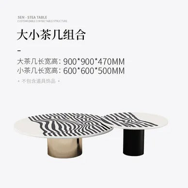 Oval Shape Zibra Stripes Luxury Marble Center Table