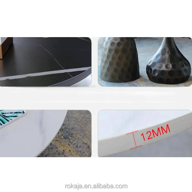 Bronze hammered contemporary sofa marble side table - set of 2