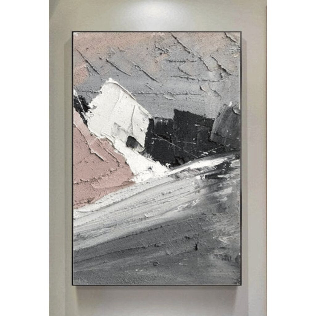 Abstract Beige White Wall Art with 3D Texture