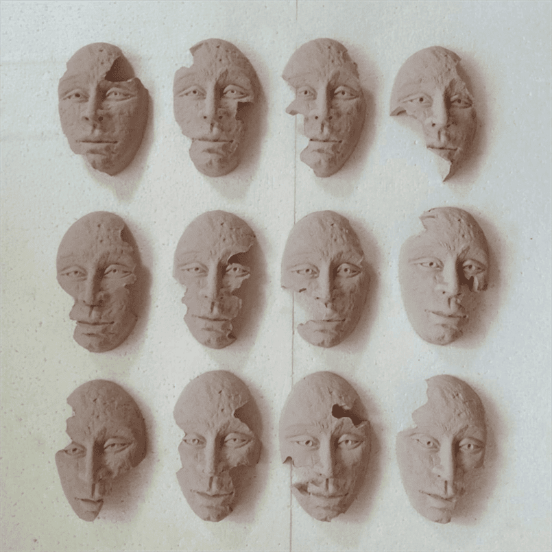 Architectural Human Face Elegance Terracotta Wall Mural- set of 12