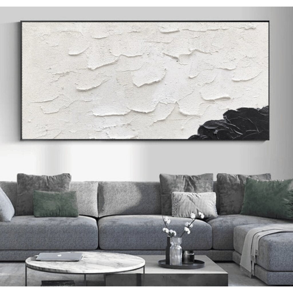 Beige White Wall Art, 3D Abstract Plaster Design
