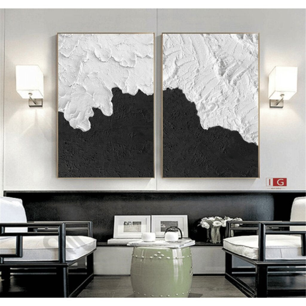 Beige and White Abstract Wall Art for Living Room Decor