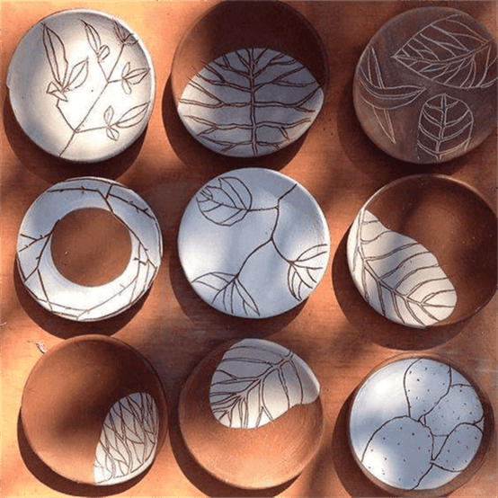 Celestial Glow Round Shape Dish Terracotta Wall Mural- set of 9