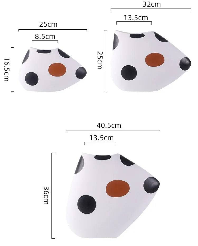 Abstract Cow Figurine Ceramic table Vase- Set of 3