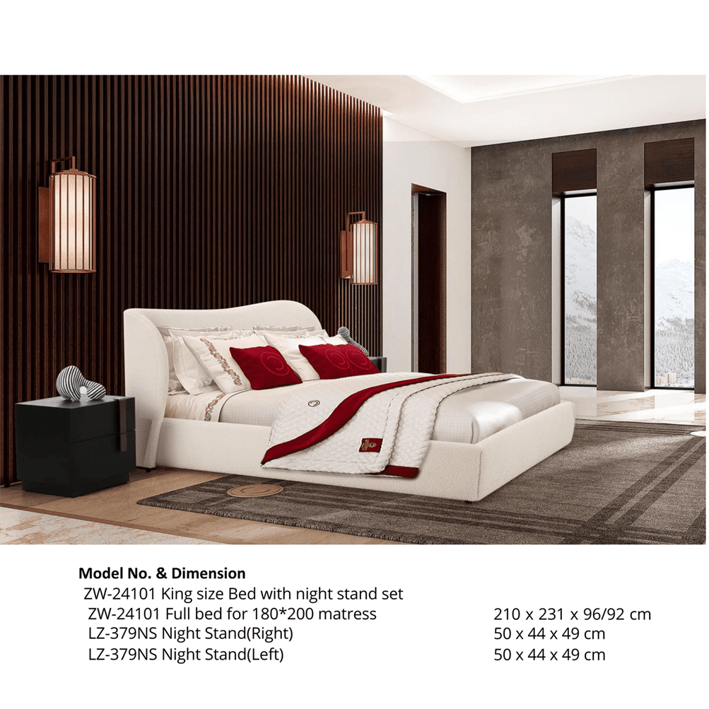 Chic Contemporary Bed and Nightstand Set for Stylish Homes- without Mattress
