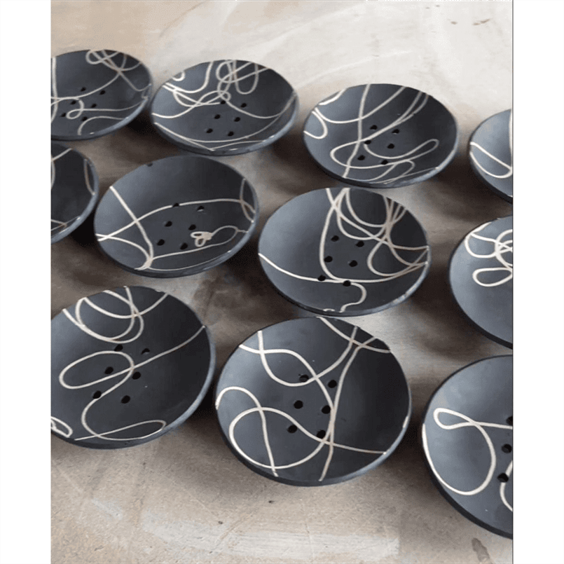Contemporary Round Shape Dish Rustic Terracotta Wall Mural- set of 9