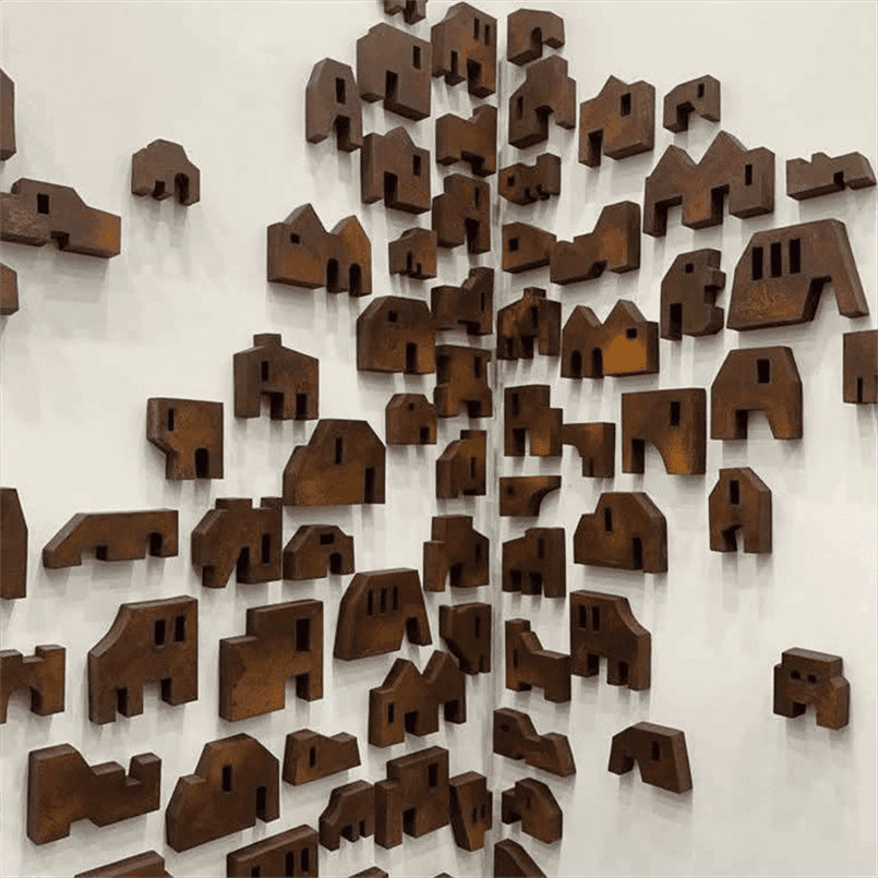 Cultural Revival Houses Terracotta Wall Mural- - set