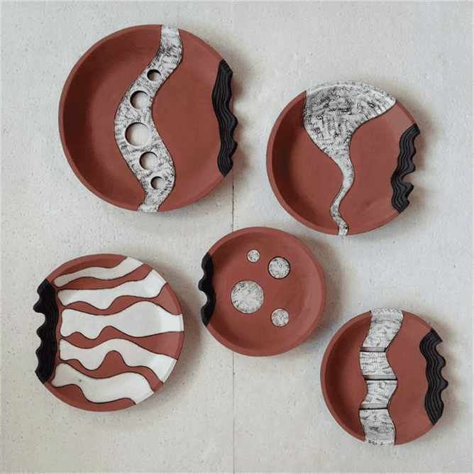 Earthy Charm Dish Shape Terracotta Wall Mural- set of 5