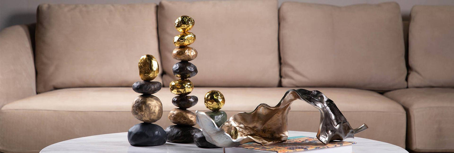 Gold-Black Stone table Sculpture Set
