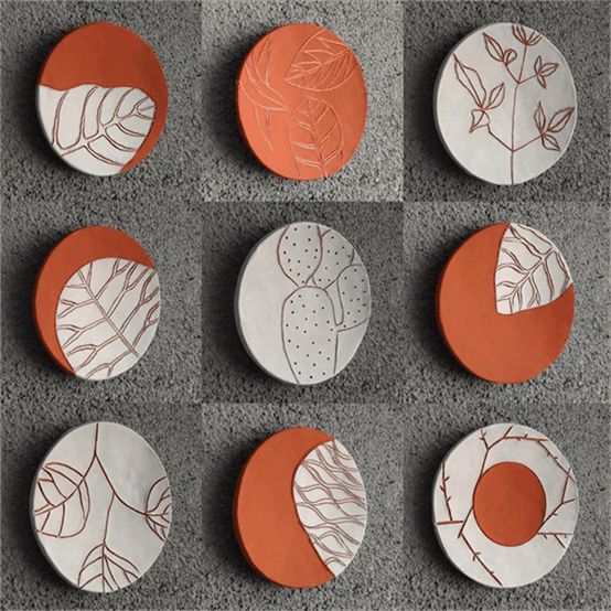 Historical Round Shape Dish Terracotta Wall Mural- set of 9