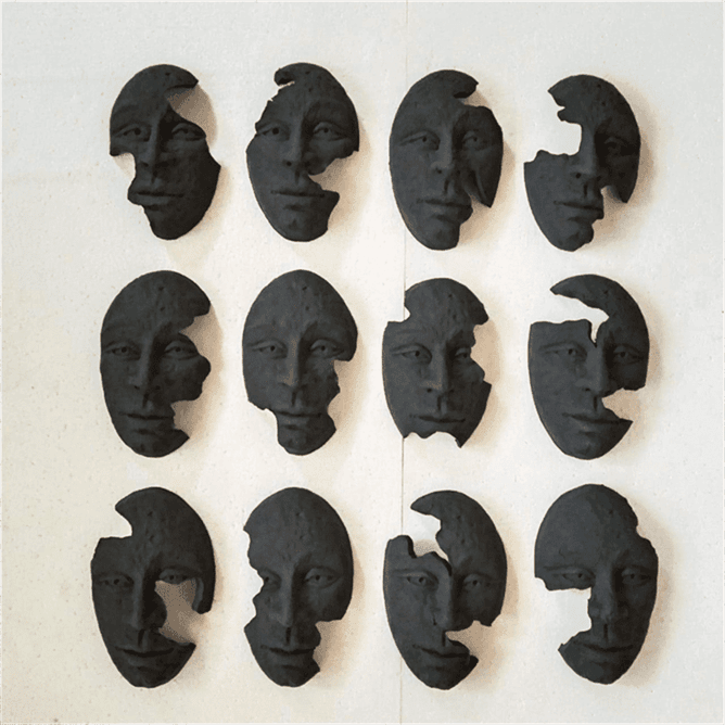 Human Face Essence Terracotta Wall Mural- set of 12