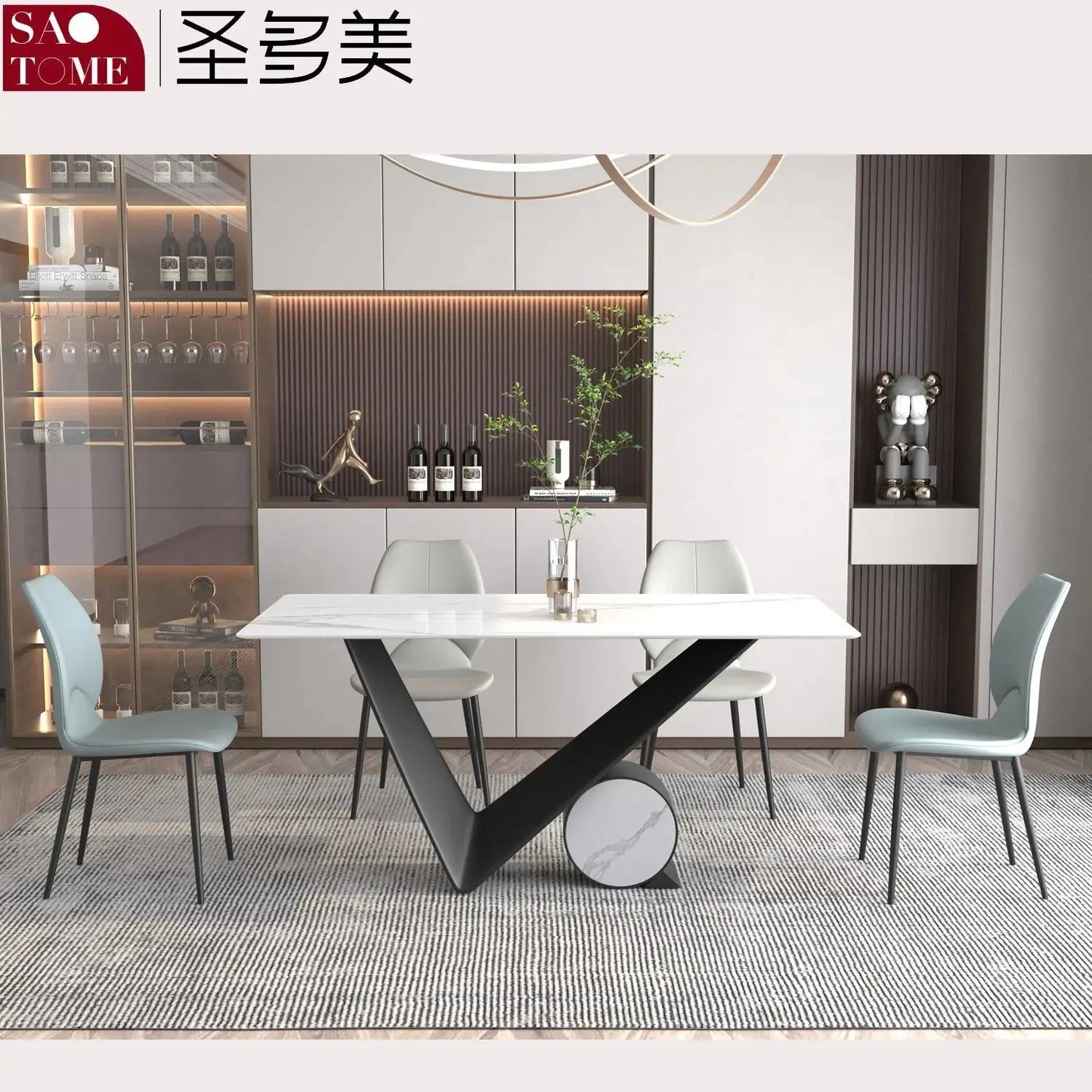 Manhattan luxurious marble dining table 6 seater