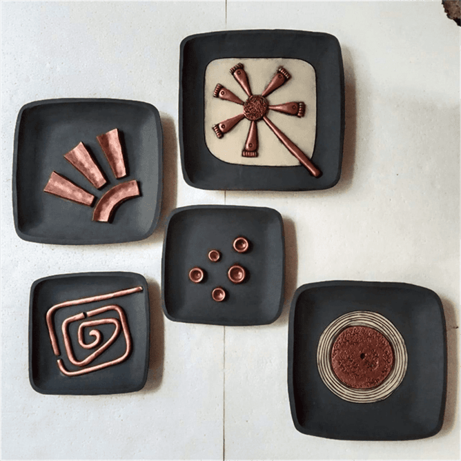 Majestic Landscape Dish Shape Terracotta Wall Mural- set of 5