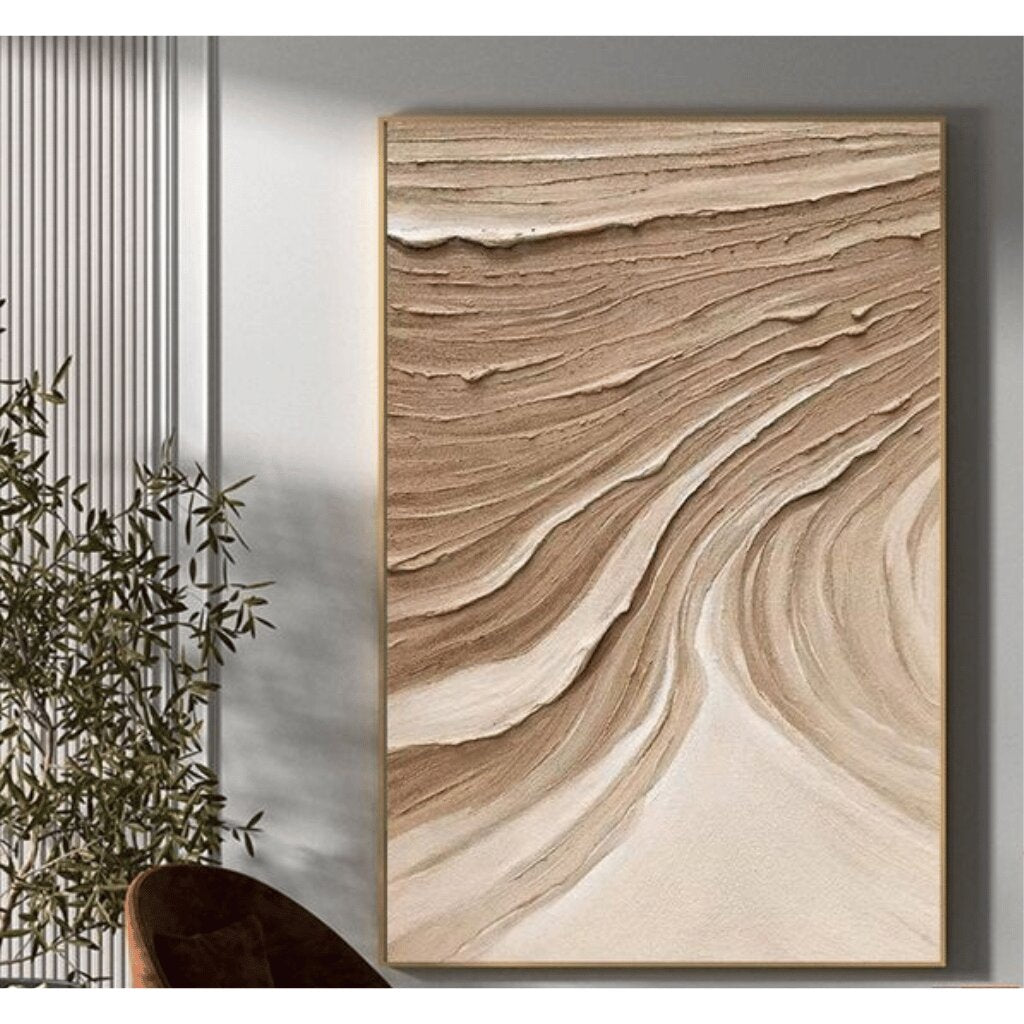 Modern Beige & White 3D Art for Bedrooms & Living Rooms