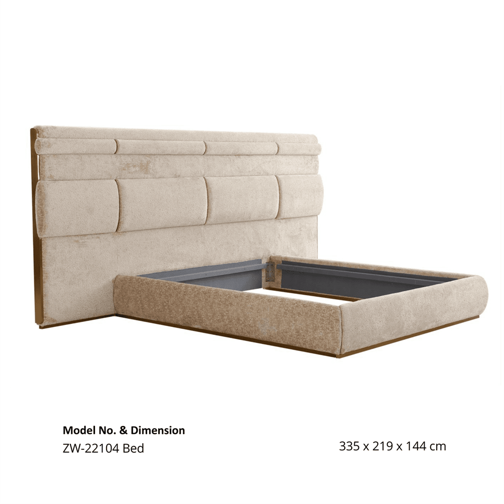 Opulent Bedroom Set Featuring a Luxurious Bed- without Mattress