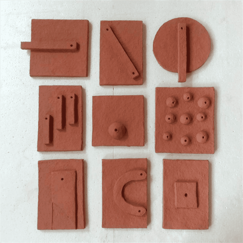 Ornamental Relief Terracotta Wall Mural- set of 9