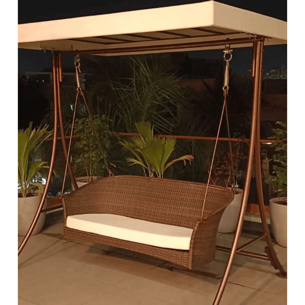 Outdoor Swing – Durable Rattan Frame, Plush Comfort