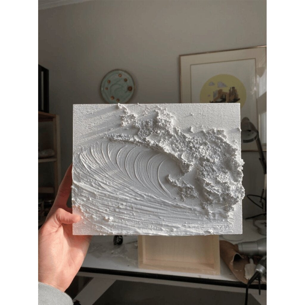 Plaster Wall Art Painting with Abstract Texture, Beige White