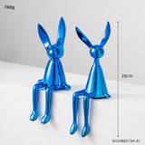 Bunny Figurine table decor, Blue, Gold, Silver - Set of 3