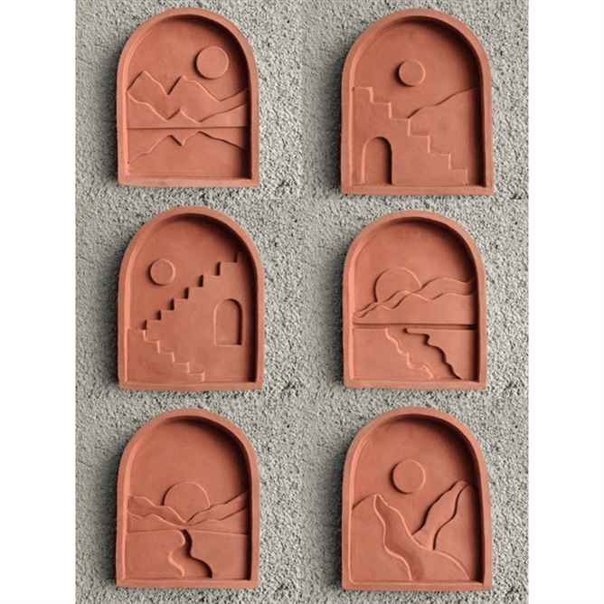 Sun & Moon Nature inspired homeTerracotta Wall Mural- - set of 6