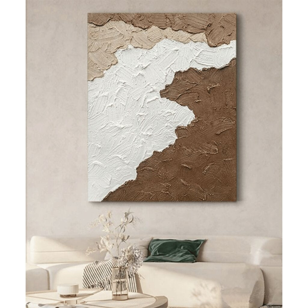 Textured Wall Art in Beige & White for Bedrooms