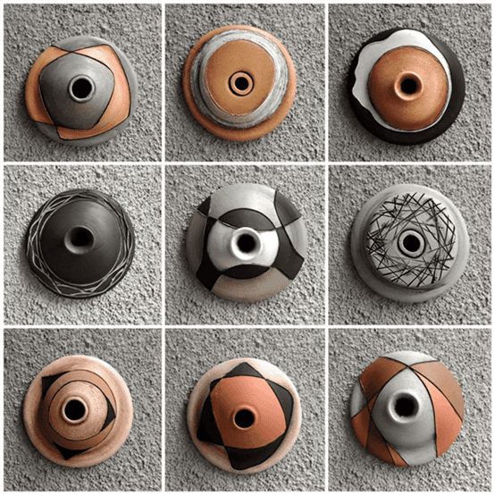 Village Life Pot-Cup shape Terracotta Wall Mural- set of 9