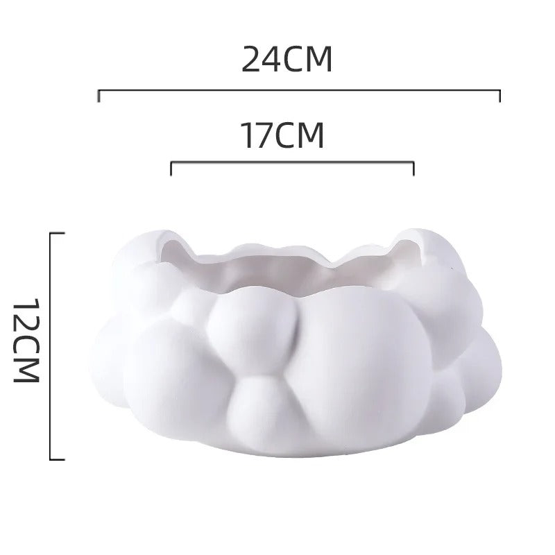 Cloud Shape Abstract Black and White Ceramic Vase - set of 2