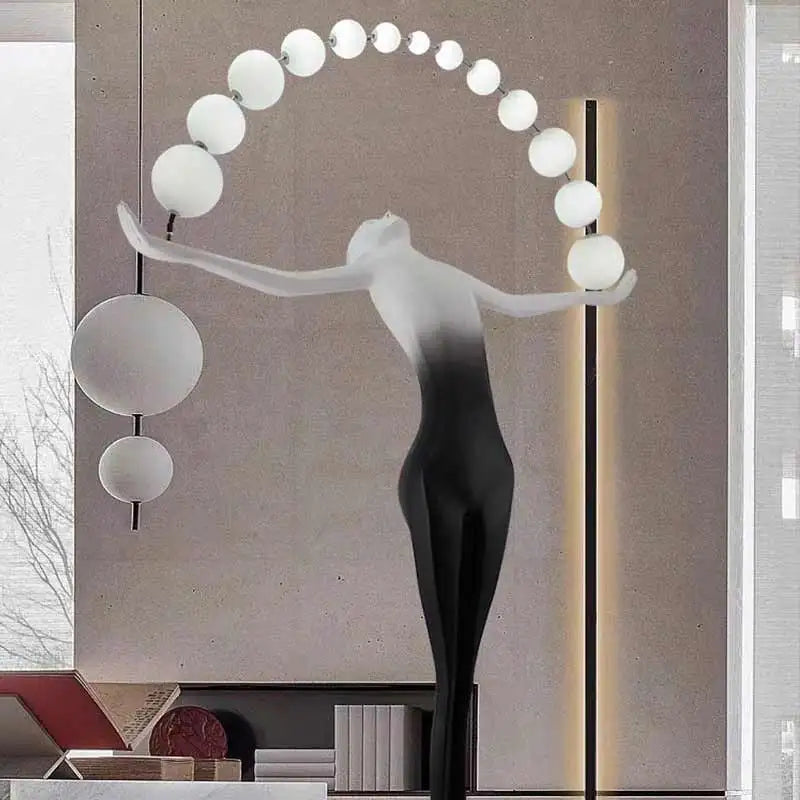 Lampadaire Fiber Sculpture chandelier Floor Lamp Human Lady Shaped