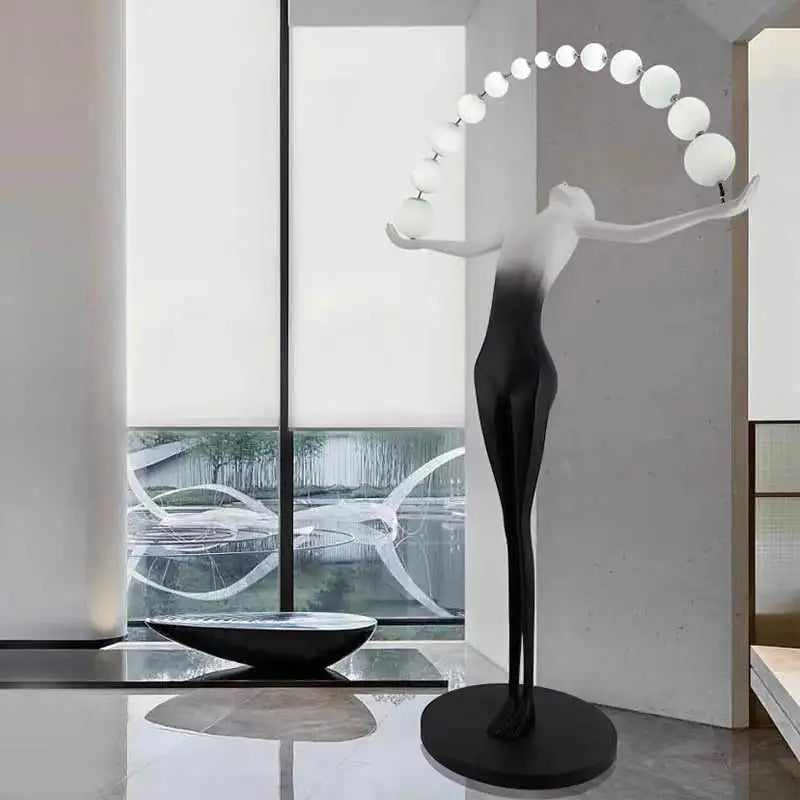 Lampadaire Fiber Sculpture chandelier Floor Lamp Human Lady Shaped