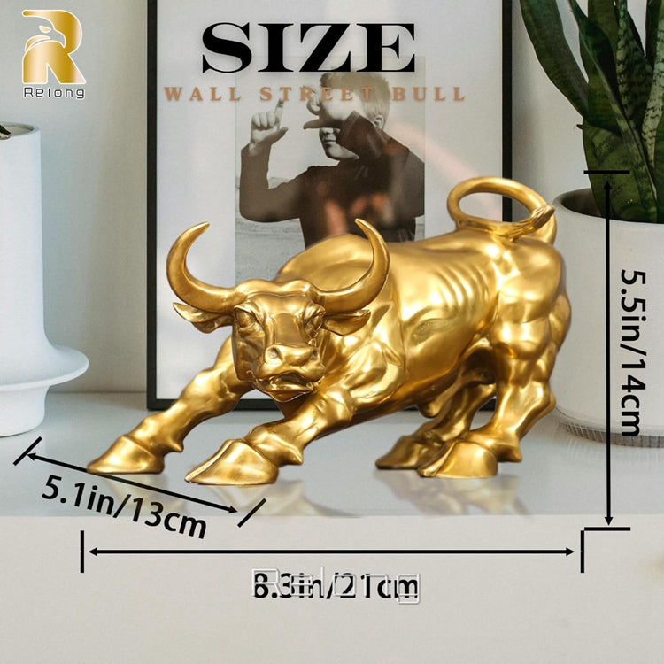 Brass Bull Statue Table Decor