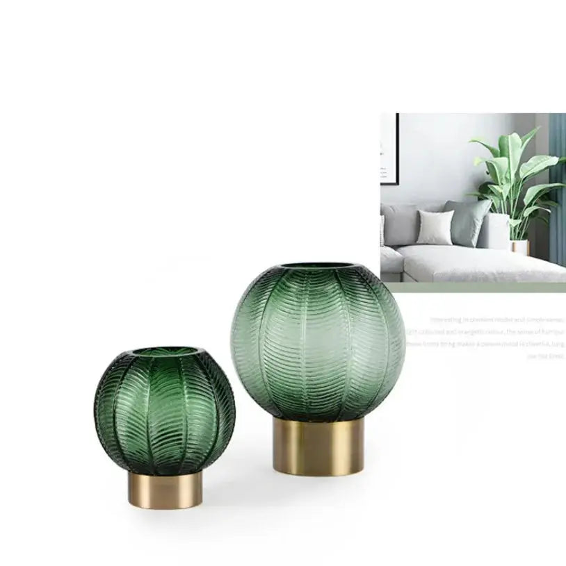 Nordic Green glass table Vase- Set of 2