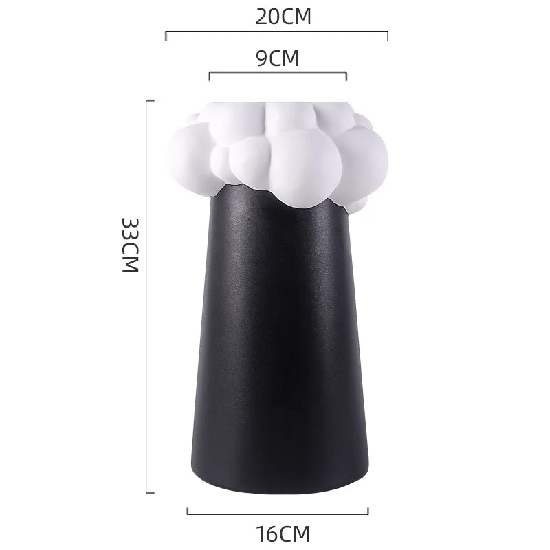Cloud Shape Abstract Black and White Ceramic Vase - set of 2
